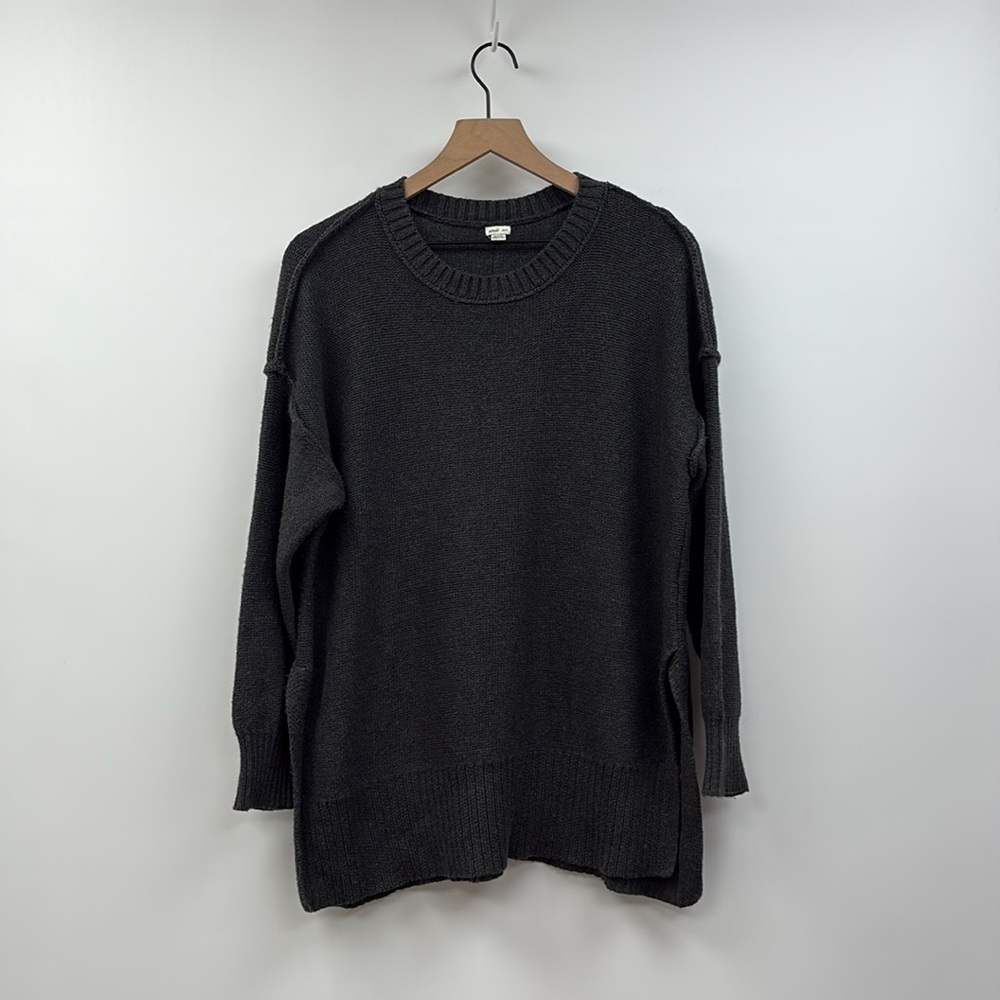 Aerie Knit Crewneck Oversized Pullover Slouchy Sweater Minimalist Grey XS